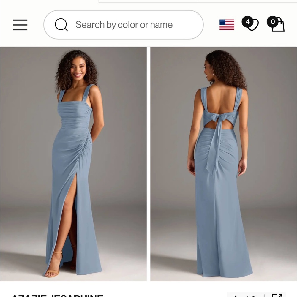 Azazie Women's Blue Dress - NWT - Chiffon - Picture 2 of 3